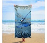 ERSTSNCK Dragonfly Water Lily Beach Towel Oversized 31" X 63" Absorbent Towels Quick Dry Pool Towel Lightweight Bath Towels Sandproof Beach Blanket for Gym Swimming Sports Travel Gifts