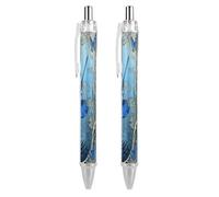 ERSTSNCK Dragonfly Water Lily Black Ballpoint Pens Fine Point (0.5mm) Black Ink Pen Retractable Ball Point Pens with Comfortable Full Grip for Journaling, And Office Writing Ideal 2 PCS