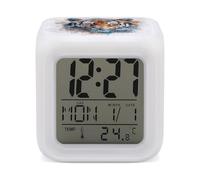 ERSTSNCK Draw A Tiger Face Night Light Alarm Clock LED Display Alarms for Bedroom Smart Digital Alarm Clock Wtih 7 Colorful Ambient Lights Sleep Timer for Heavy Sleepers Simple Operation