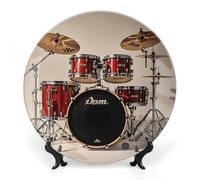 ERSTSNCK Drum Set-standard Ceramic Decorative Plate 10inch Bone China Wall Hanging Ornament Plates Bohemian Style Dinner Plate with Stand Cabinet Display Plates for Home Art Decor