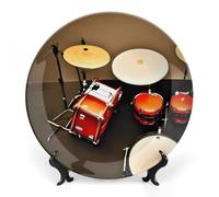 ERSTSNCK Drum Set-standard Ceramic Decorative Plate 6inch Bone China Wall Hanging Ornament Plates Bohemian Style Dinner Plate with Stand Cabinet Display Plates for Home Art Decor