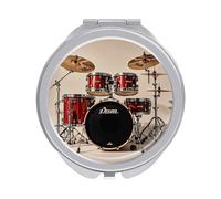 ERSTSNCK Drum Set-Standard Compact Mirror for Purse Double-Sided 1x/2x Magnifying Metal Pocket Makeup Mirrors Folding Mini Vanity Mirror Handheld Round Travel Cosmetic Mirrors for Women