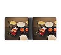 ERSTSNCK Drum Set-standard Wallet for Men Bifold Rfid Blocking Slim Money Clip Front Pocket Wallet Card Holder