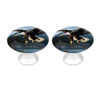 ERSTSNCK Eagle at Hunting Cabinet Knobs, 2-Pack Silver Stainless Steel Drawer Pulls with Screws, Elegant Hardware for Dressers, Kitchen,Cabinets & Desks