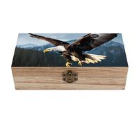 ERSTSNCK Eagle at Hunting Wooden Storage Box Elegant Retro Jewelry Box with Hinged Lid Decorative Keepsake Boxes Decor Handmade Organizer Boxes for Wedding, Party, Gift, Diy Craft, Home Decor