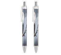 ERSTSNCK Eagle Full Moon Black Ballpoint Pens Fine Point (0.5mm) Black Ink Pen Retractable Ball Point Pens with Comfortable Full Grip for Journaling, And Office Writing Ideal 2 PCS