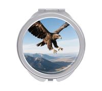 ERSTSNCK Eagle in The Sky Compact Mirror for Purse, Double-Sided 1x/2x Magnifying Metal Pocket Makeup Mirrors, Folding Mini Vanity Mirror, Handheld Round Travel Cosmetic Mirrors for Women