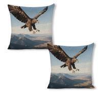 ERSTSNCK Eagle in The Sky Pillow Covers 18"x18"（2pcs） Linen Throw Pillow Covers - Double Sided Decorative Square Cushion Cases for Sofa, Bed, Chair (No Insert Included)