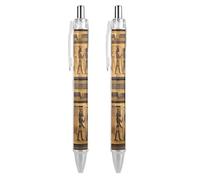 ERSTSNCK Egypt Hieroglyphics Black Ballpoint Pens Fine Point (0.5mm) Black Ink Pen Retractable Ball Point Pens with Comfortable Full Grip for Journaling, And Office Writing Ideal 2 PCS