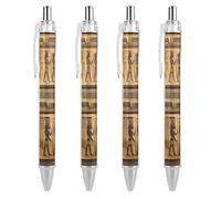 ERSTSNCK Egypt Hieroglyphics Black Ballpoint Pens Fine Point (0.5mm) Black Ink Pen Retractable Ball Point Pens with Comfortable Full Grip for Journaling, And Office Writing Ideal 4 PCS