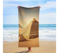 ERSTSNCK Egyptian Pyramid in Desert Beach Towel Oversized 31" X 63" Absorbent Towels Quick Dry Pool Towel Lightweight Bath Towels Sandproof Beach Blanket for Gym Swimming Sports Travel Gifts