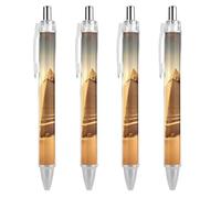 ERSTSNCK Egyptian Pyramid in Desert Black Ballpoint Pens Fine Point (0.5mm) Black Ink Pen Retractable Ball Point Pens with Comfortable Full Grip for Journaling, And Office Writing Ideal 4 PCS