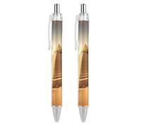 ERSTSNCK Egyptian Pyramid in Desert Black Ballpoint Pens Fine Point (0.5mm) Black Ink Pen Retractable Ball Point Pens with Comfortable Full Grip for Journaling, And Office Writing Ideal 2 PCS