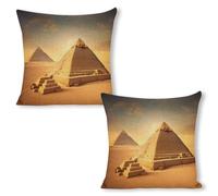 ERSTSNCK Egyptian Pyramid in Desert Pillow Covers 18"x18"（2pcs） Linen Throw Pillow Covers - Double Sided Decorative Square Cushion Cases for Sofa, Bed, Chair (No Insert Included)
