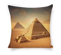 ERSTSNCK Egyptian Pyramid in Desert Pillow Covers 18"x18" Linen Throw Pillow Covers - Double Sided Decorative Square Cushion Cases for Sofa, Bed, Chair (No Insert Included)