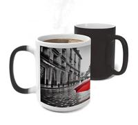 ERSTSNCK Eiffel Tower Paris Red Umbrella Color Changing Mug Heat Changing Coffee Mug Funny Magic Cup Heat Sensitive Travel Mugs Novelty Coffee Cups Personalized Customized Gift for Men Women 11 Oz