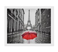 ERSTSNCK Eiffel Tower Paris Red Umbrella Diamond Painting Kits for Adults 16"x20" 5D Diamond Art Kits for Beginners DIY Full Drill Round Diamonds Gem Art Crafts Painting for Home Wall Decor