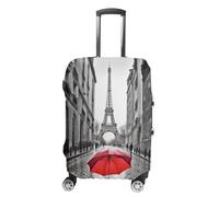 ERSTSNCK Eiffel Tower Paris Red Umbrella Luggage Suitcase Covers Elastic Washable Cute Luggage Protector Travel Suitcase Protective Cover For Adult (Fit 19-32 Inch Luggages), white, L, Eiffel Tower