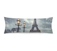 ERSTSNCK Eiffel Tower Winter Rainy Body Pillow Pillowcase 20"x54" Lumbar Throw Pillow Covers with Hidden Zipper Breathable & Cozy Full Long Bodypillow Case Cover for Sleeping Bedroom Couch Sofa Decor