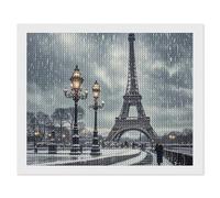 ERSTSNCK Eiffel Tower Winter Rainy Diamond Painting Kits for Adults 16"x20" 5D Diamond Art Kits for Beginners DIY Full Drill Round Diamonds Gem Art Crafts Painting for Home Wall Decor