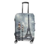 ERSTSNCK Eiffel Tower Winter Rainy Luggage Suitcase Covers Elastic Washable Cute Luggage Protector Travel Suitcase Protective Cover For Adult (Fit 19-32 Inch Luggages) X-Large, white, S, Eiffel Tower