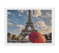 ERSTSNCK Eiffel Tower with Red Umbrella Diamond Painting Kits for Adults 12"x16" 5D Diamond Art Kits for Beginners DIY Full Drill Round Diamonds Gem Art Crafts Painting for Home Wall Decor
