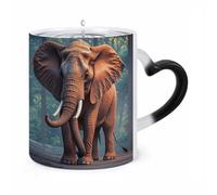 ERSTSNCK Elephants Red Color Changing Mug Heat Changing Coffee Mugs Funny Magic Cup Heat Sensitive Travel Mug Novelty Coffee Cups Personalized Customized Gift Idea for Men & Women 11 Oz