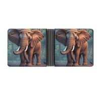 ERSTSNCK Elephants Red Wallet for Men Bifold Rfid Blocking Slim Money Clip Front Pocket Wallet Card Holder