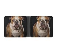 ERSTSNCK English Bulldog Wallet for Men Bifold Rfid Blocking Slim Money Clip Front Pocket Wallet Card Holder