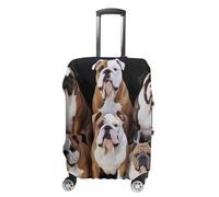 ERSTSNCK English Bulldogs Luggage Suitcase Covers Elastic Washable Cute Luggage Protector Travel Suitcase Protective Cover For Adult (Fit 19-32 Inch Luggages), white, L, English Bulldogs