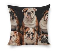 ERSTSNCK English Bulldogs Pillow Covers 18"x18" Linen Throw Pillow Covers - Double Sided Decorative Square Cushion Cases for Sofa, Bed, Chair (No Insert Included)
