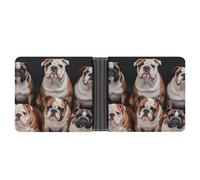 ERSTSNCK English Bulldogs Wallet for Men Bifold Rfid Blocking Slim Money Clip Front Pocket Wallet Card Holder