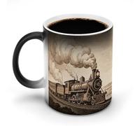 ERSTSNCK Etching Train Color Changing Mug 11 Oz Heat Changing Coffee Mugs Funny Magic Cup Heat Sensitive Ceramics Mug Novelty Coffee Cups Personalized Customized Gift Idea for Men & Women