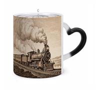 ERSTSNCK Etching Train Color Changing Mug Heat Changing Coffee Mugs Funny Magic Cup Heat Sensitive Travel Mug Novelty Coffee Cups Personalized Customized Gift Idea for Men & Women 11 Oz