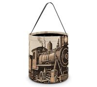 ERSTSNCK Etching Train Halloween Candy Buckets Reusable Tote Candy Bag - Trick Or Treat Goody Bag with Handles