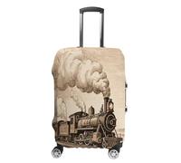 ERSTSNCK Etching Train Luggage Suitcase Covers Elastic Washable Cute Luggage Protector Travel Suitcase Protective Cover For Adult (Fit 19-32 Inch Luggages) X-Large, white, L, Etching Train
