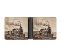 ERSTSNCK Etching Train Wallet for Men Bifold Rfid Blocking Slim Money Clip Front Pocket Wallet Card Holder