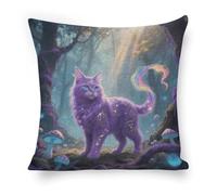 ERSTSNCK Fantasy Cat Pillow Covers 18"x18" Linen Throw Pillow Covers - Double Sided Decorative Square Cushion Cases for Sofa, Bed, Chair (No Insert Included)