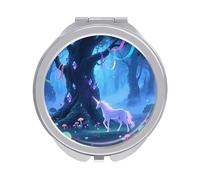 ERSTSNCK Fantasy Forest Compact Mirror for Purse, Double-Sided 1x/2x Magnifying Metal Pocket Makeup Mirrors, Folding Mini Vanity Mirror, Handheld Round Travel Cosmetic Mirrors for Women