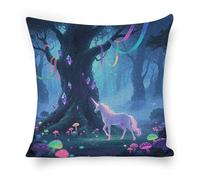 ERSTSNCK Fantasy Forest Pillow Covers 18"x18" Linen Throw Pillow Covers - Double Sided Decorative Square Cushion Cases for Sofa, Bed, Chair (No Insert Included)