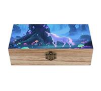 ERSTSNCK Fantasy Forest Wooden Storage Box Elegant Retro Jewelry Box with Hinged Lid Decorative Keepsake Boxes Decor Handmade Organizer Boxes for Wedding, Party, Gift, Diy Craft, Home Decor