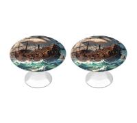 ERSTSNCK Fantasy Pirate Ship Cabinet Knobs, 2-Pack Silver Stainless Steel Drawer Pulls with Screws, Elegant Hardware for Dressers, Kitchen,Cabinets & Desks