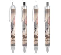 ERSTSNCK Fennec Fox Black Ballpoint Pens Fine Point (0.5mm) Black Ink Pen Retractable Ball Point Pens with Comfortable Full Grip for Journaling, And Office Writing Ideal 4 PCS