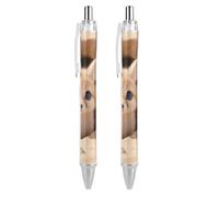 ERSTSNCK Fennec Fox Cub in Den Black Ballpoint Pens Fine Point (0.5mm) Black Ink Pen Retractable Ball Point Pens with Comfortable Full Grip for Journaling, And Office Writing Ideal 2 PCS