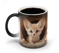 ERSTSNCK Fennec Fox Cub in Den Color Changing Mug 11 Oz Heat Changing Coffee Mugs Funny Magic Cup Heat Sensitive Ceramics Mug Novelty Coffee Cups Personalized Customized Gift Idea for Men & Women
