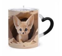 ERSTSNCK Fennec Fox Cub in Den Color Changing Mug Heat Changing Coffee Mugs Funny Magic Cup Heat Sensitive Travel Mug Novelty Coffee Cups Personalized Customized Gift Idea for Men & Women 11 Oz