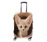 ERSTSNCK Fennec Fox Cub in Den Luggage Suitcase Covers Elastic Washable Cute Luggage Protector Travel Suitcase Protective Cover For Adult (Fit 19-32 Inch Luggages), white, XL, Fennec Fox Cub in Den