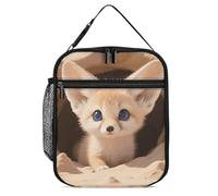 ERSTSNCK Fennec Fox Cub in Den Lunch Bag for Adults Reusable Insulated Lunchbox Leakproof Small Lunch Box Tote for Men & Women Portable Food Cooler Bag for Work, Office, Picnics