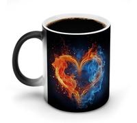 ERSTSNCK Fire And Water Heart Color Changing Mug 11 Oz Heat Changing Coffee Mugs Funny Magic Cup Heat Sensitive Ceramics Mug Novelty Coffee Cups Personalized Customized Gift Idea for Men & Women