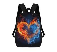 ERSTSNCK Fire And Water Heart Laptop Backpack for Travel Work Cute Bookbag Computer Backpack Casual Daypack